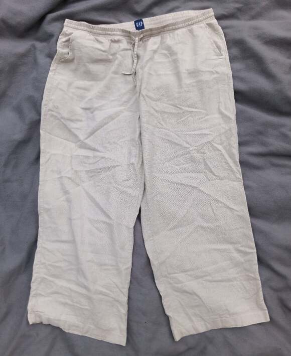 GAP Pants - GAP Women’s XXL Khaki Linen Blend Wide Leg Pants Coastal Summer Lagenlook